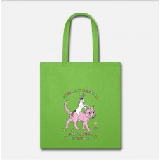 Fiercely Magical Easter Egg Hunting Unicorn On Cat Lime Green Tote Bag